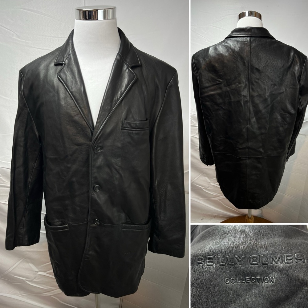 Reilly Olmes Men’s XXL Black Soft Lamb Leather Jacket Coat Y2K 90s